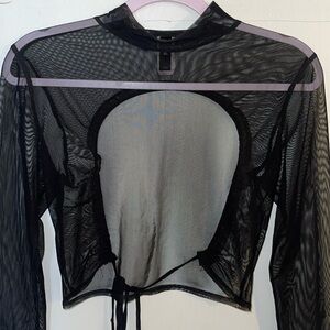 Sheer Open Back Long Sleeve
